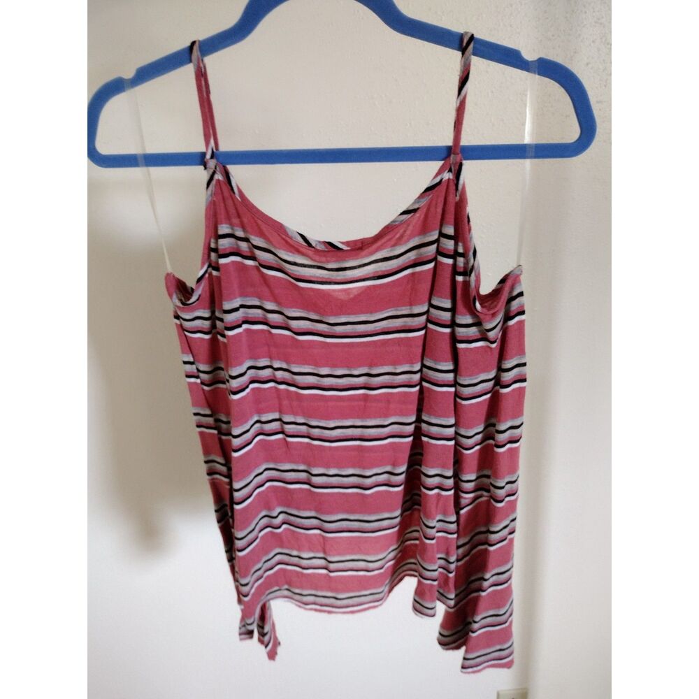 Charlotte Russe Pink Striped Off the Shoulder Long Sleeve Blouse Sz S